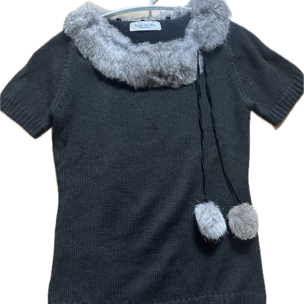 rabbit fur knit short-sleeved