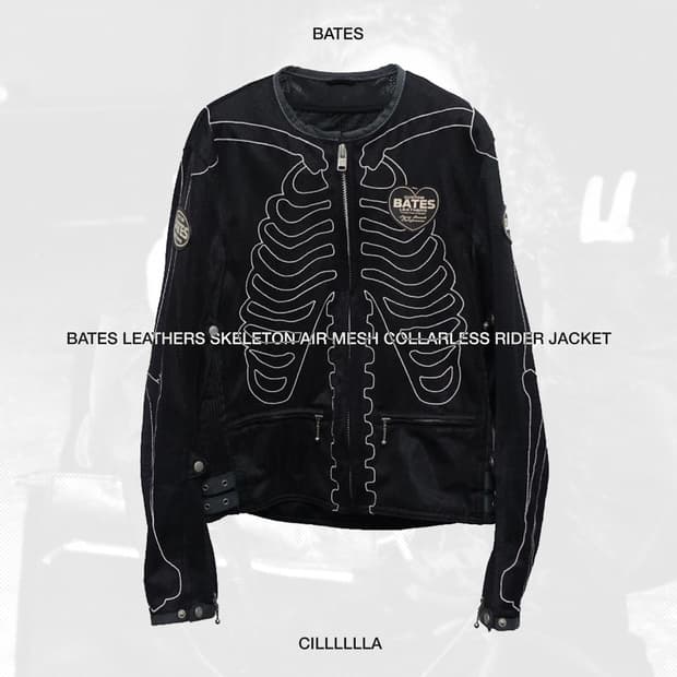 [L] BATES 베이츠 레더스 스켈레톤 에어메쉬 노카라 라이더 자켓