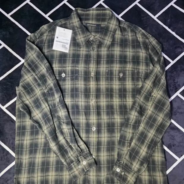 해칭룸 2pk 오버다이드 체크 셔츠 다크 카키 4(L)