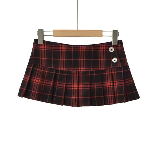 로우라이즈 체크스커트