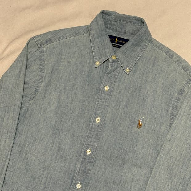 S 폴로랄프로렌 슬림핏 샴브레이 셔츠