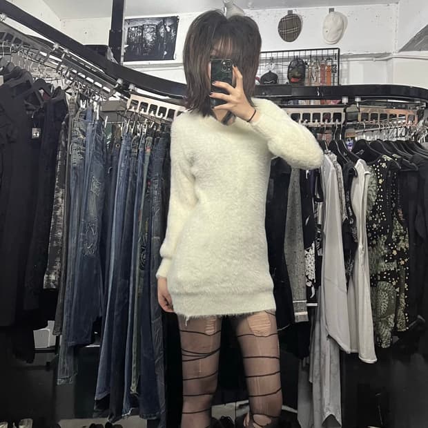 모헤어 화이트 니트 원피스