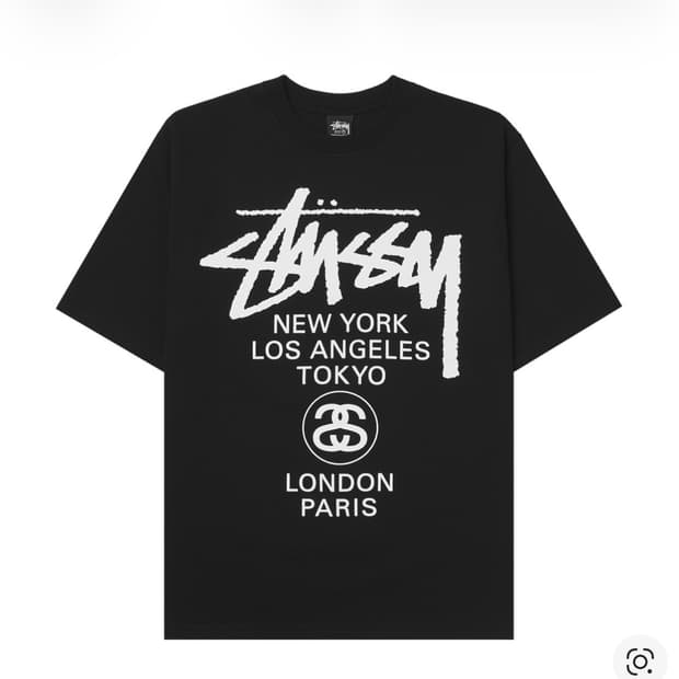 스투시 월드투어 티셔츠 블랙 L, XL