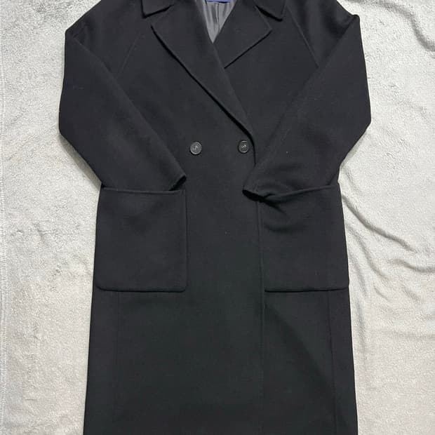 shesmiss 래글런 더블 코트 블랙 55