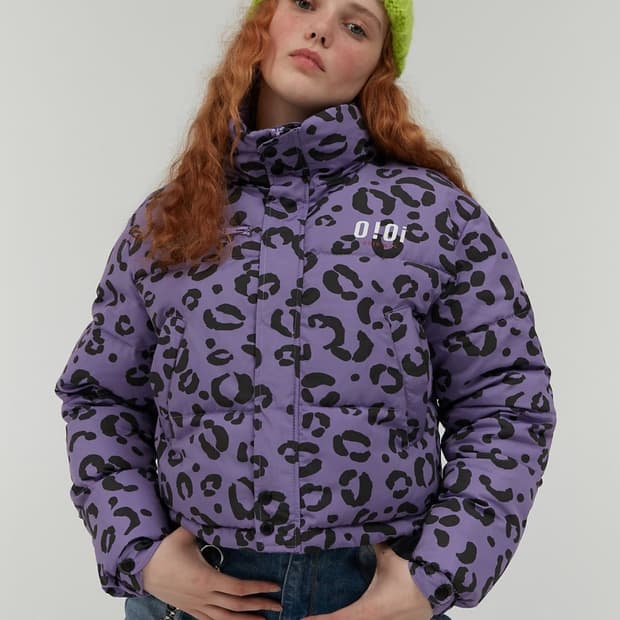 oioi 레오파드 퍼플 패딩 