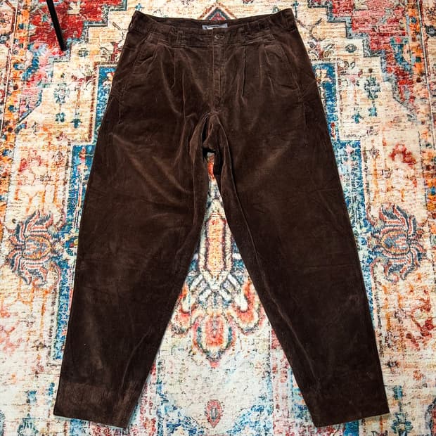 [33] 80s 이세이미야케 MEN 투턱 테이퍼드 브라운 코듀로이 팬츠