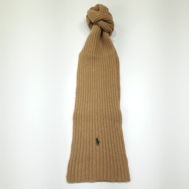MX644 폴로 00s 램스울 카멜 브라운 리브드 머플러 목도리