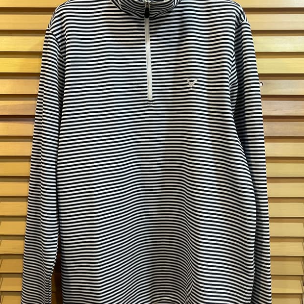 캘러웨이 블랙 스트라이프 골프 반집업티셔츠 