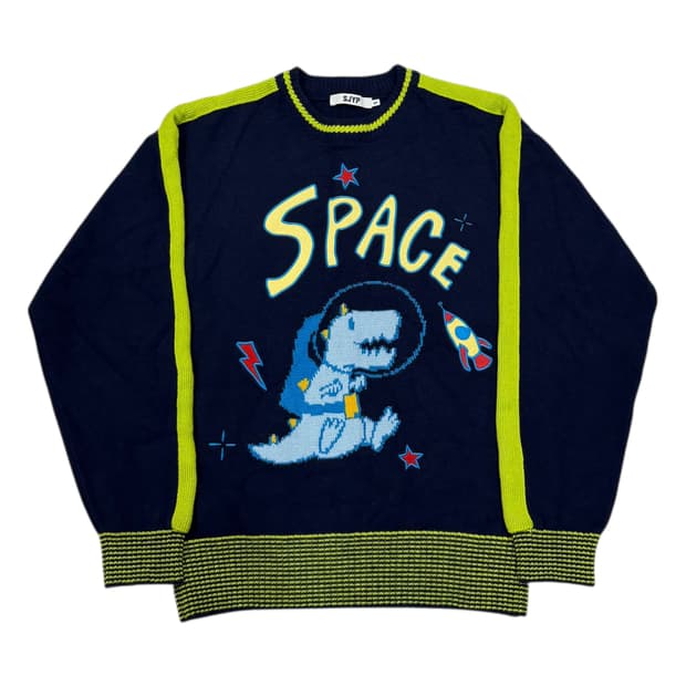 SJYP 스페이스 공룡 니트 네이비 S