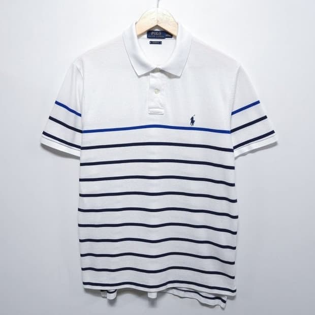 105 POLO 폴로 랄프로렌 스트라이프 반팔 카라티 커스텀핏
