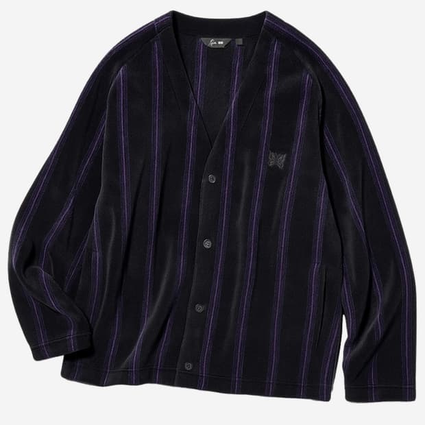 유니클로 니들스 가디건 블랙퍼플