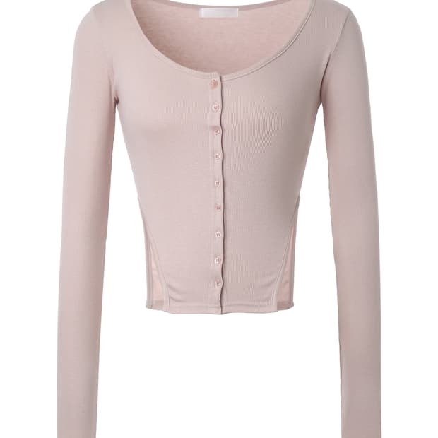 쓰리타임즈 사이드 컷아웃 가디건 핑크