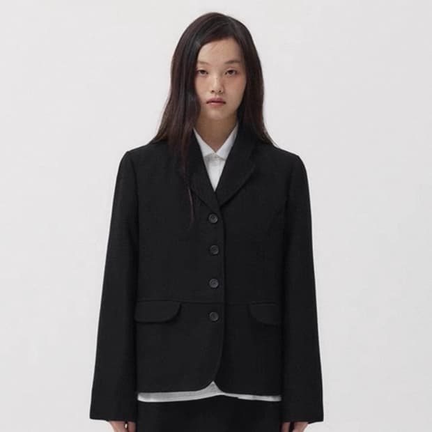 oheshio REGULAR WOOL TWILL JACKET, BLACK