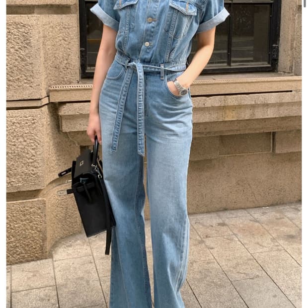 브론 데님점프수트 롱s