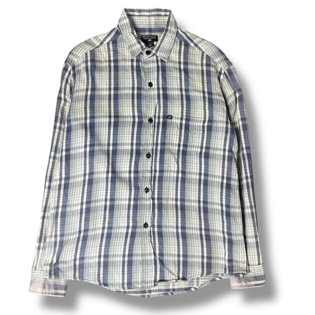 폴로진스컴퍼니 미니로고 블루 그레이 체크무늬 플란넬 셔츠 M