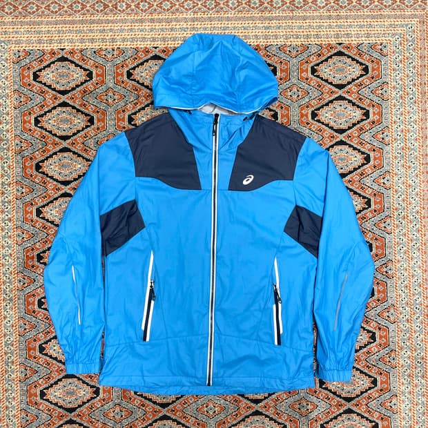 아식스 블루 경량 바람막이 점퍼 남성L