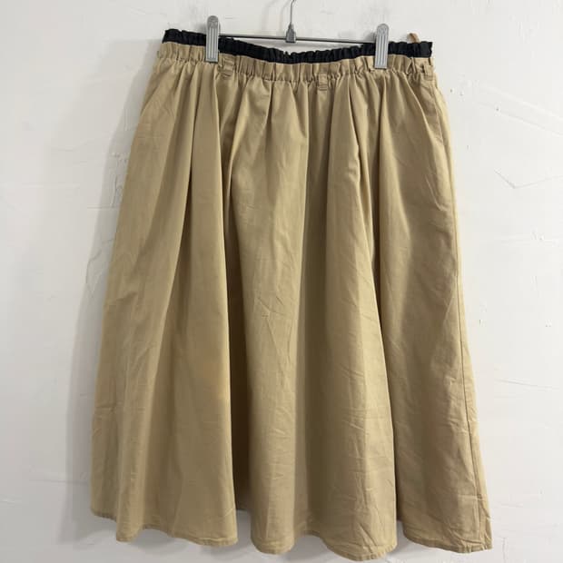 comme ca ism beige layered midi skirt