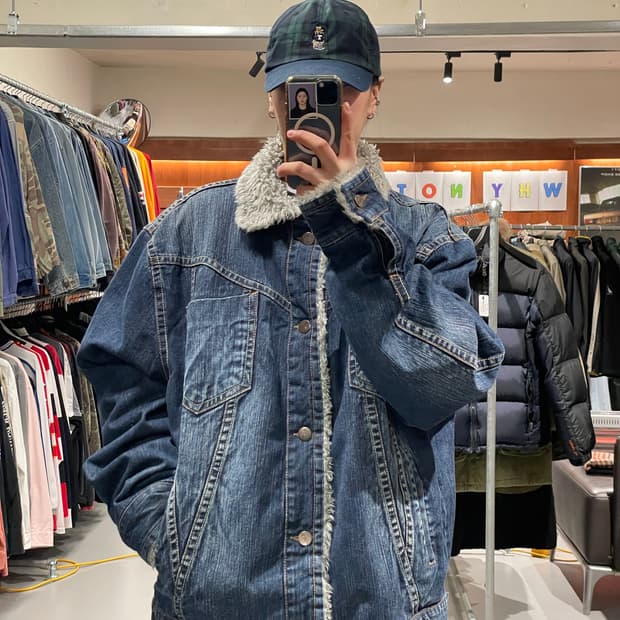 빈티지 빅사이즈 쉐르파 데님 자켓