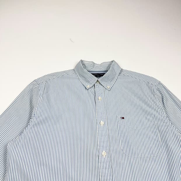 타미힐피거 플래그 블루 스트라이프 셔츠 (M)
