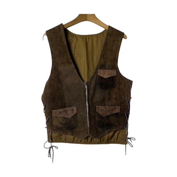 [JPN] 빈티지 패치워크 스웨이드 베스트