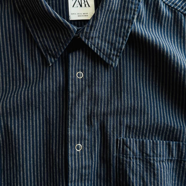 ZARA 자라 스트라이프 버튼 셔츠 XL