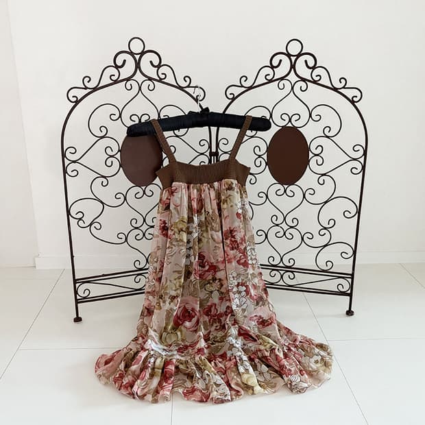 vintage rose chiffon dress