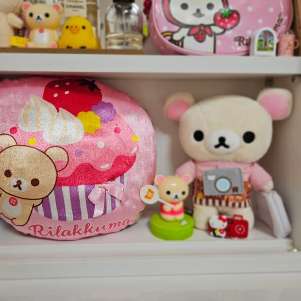 코리락쿠마 딸기컵케이크 머핀 미니 쿠션