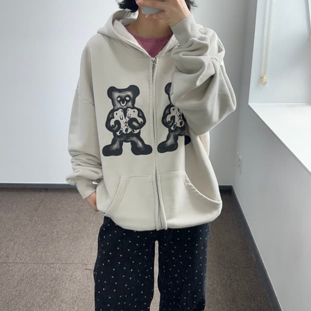 Niceghostclub 나이스고스트클럽 아이보리 후드집업