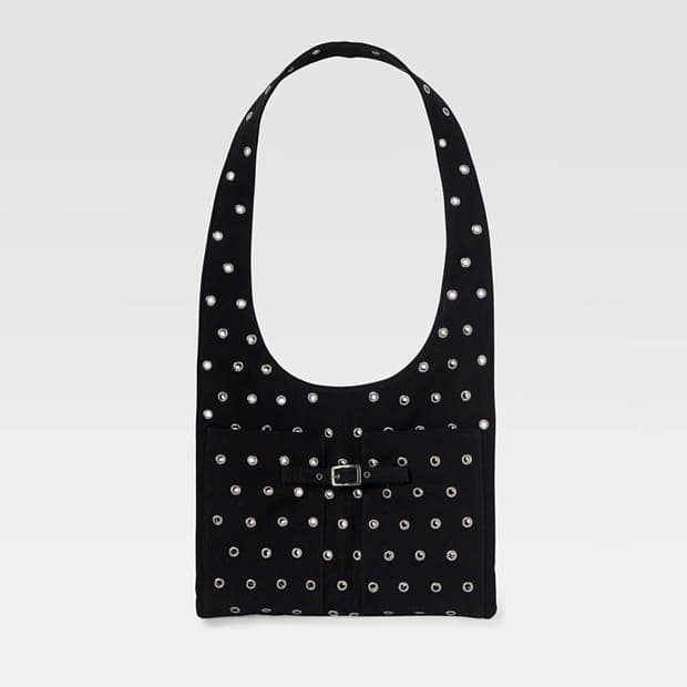 기마구아스 스터드 캔버스 크로스백 블랙