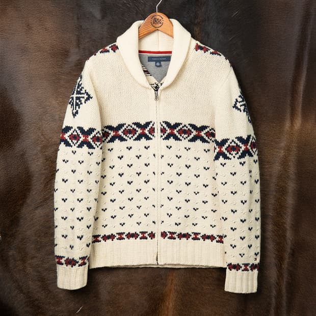 [M] 타미힐피거 램스울 네이티브 아메리칸 코위찬 스웨터 집업 