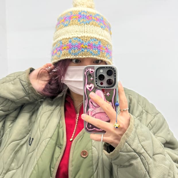 울 100 모리 핸드메이드 방울 비니