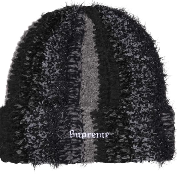 슈프림 틴셀 스트라이프 비니 블랙