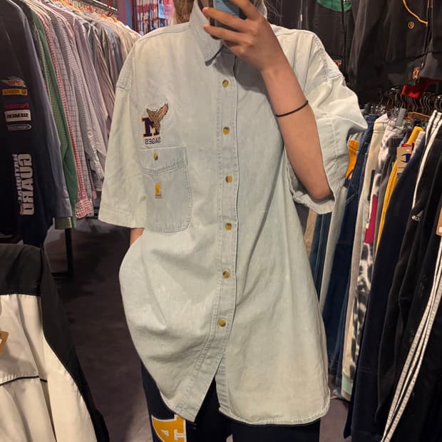 [IM] Carhartt 칼하트 연청 반팔 데님 셔츠
