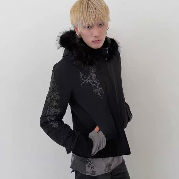 Visual Street Print Rib Panel Padded Jac