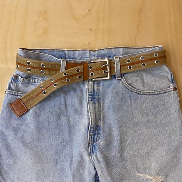 VTG double eyelet belt 빈티지 레더 더블아일렛 벨트
