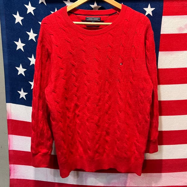 타미힐피거 꽈배기 니트