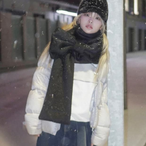 핀쿠노마루 리본머플러 블랙