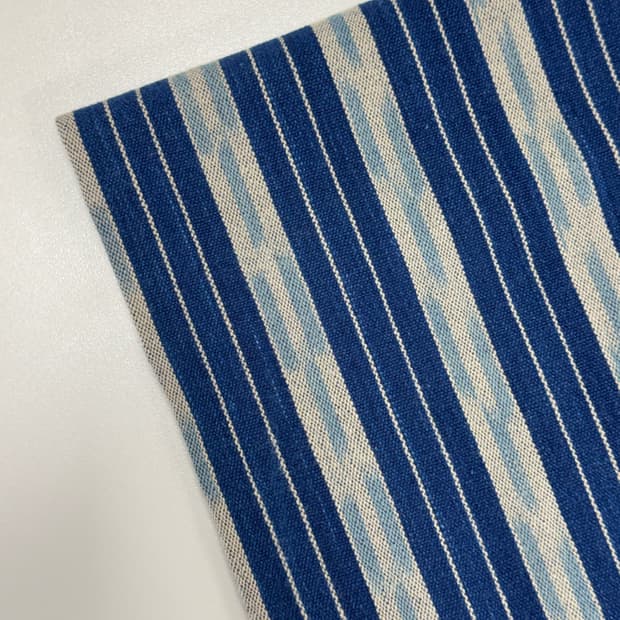 더블알엘 인디고 스트라이프 핸드우븐 코튼 스카프