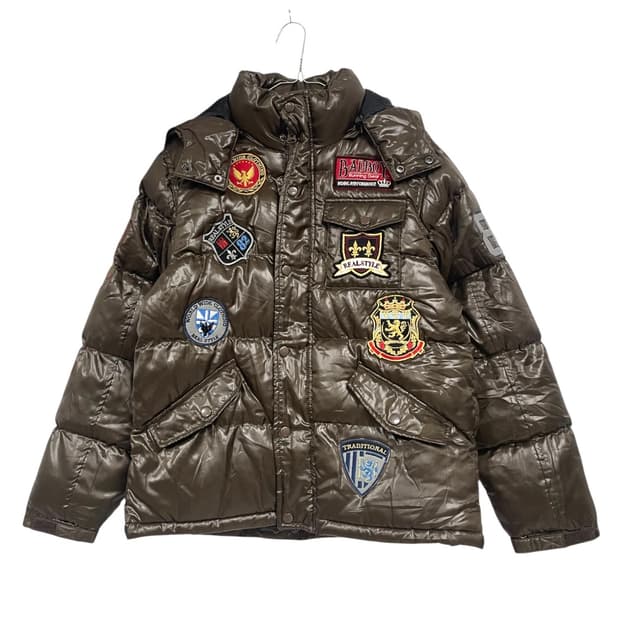 배드보이 초코브라운 힙패치 후드패딩