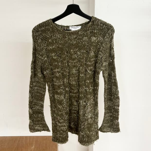 크리스찬 디올 그린 라운드넥 니트