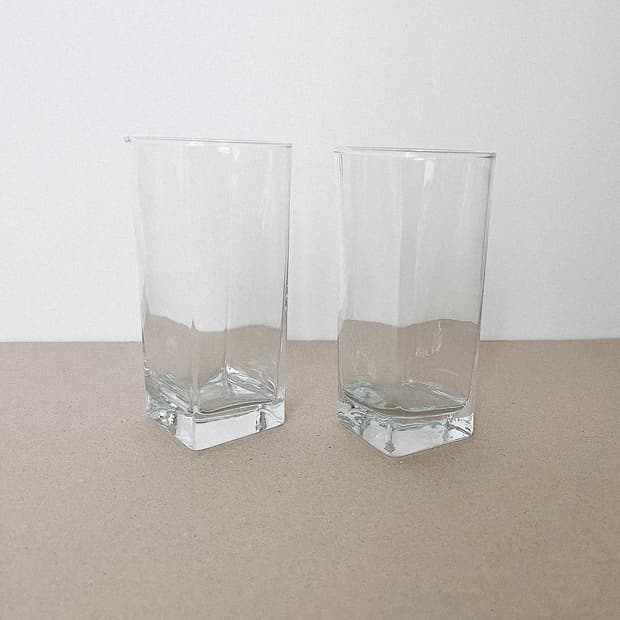 Vintage Square Round Glass Cup Set