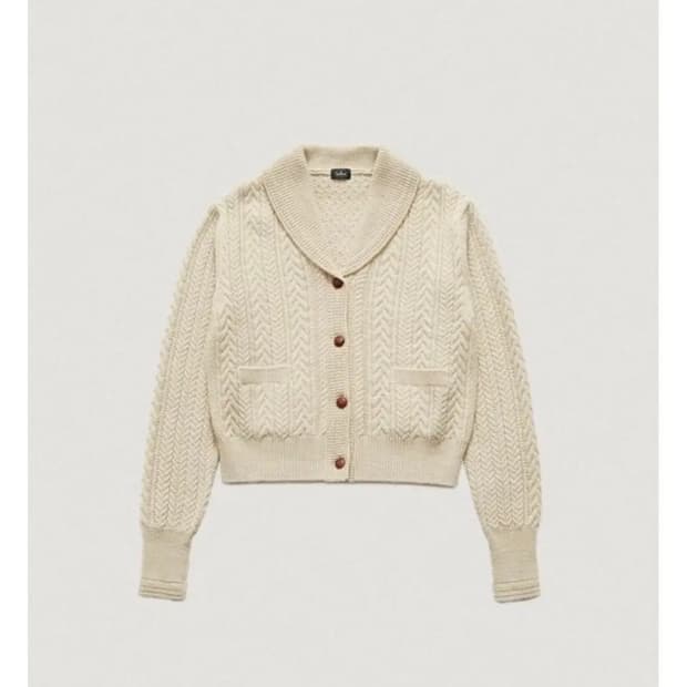 더바넷 숄카라 케이블 니트 가디건