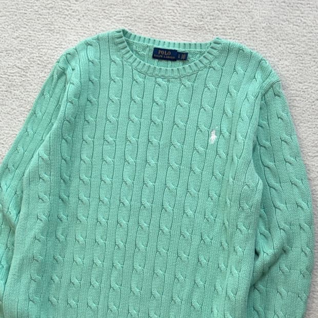폴로 민트 케이블 니트