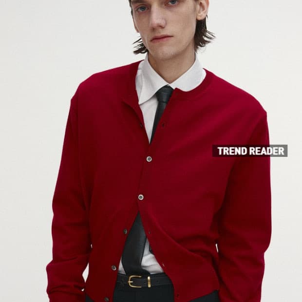 토니웩 슈퍼 파인 울 가디건 레드 (m)