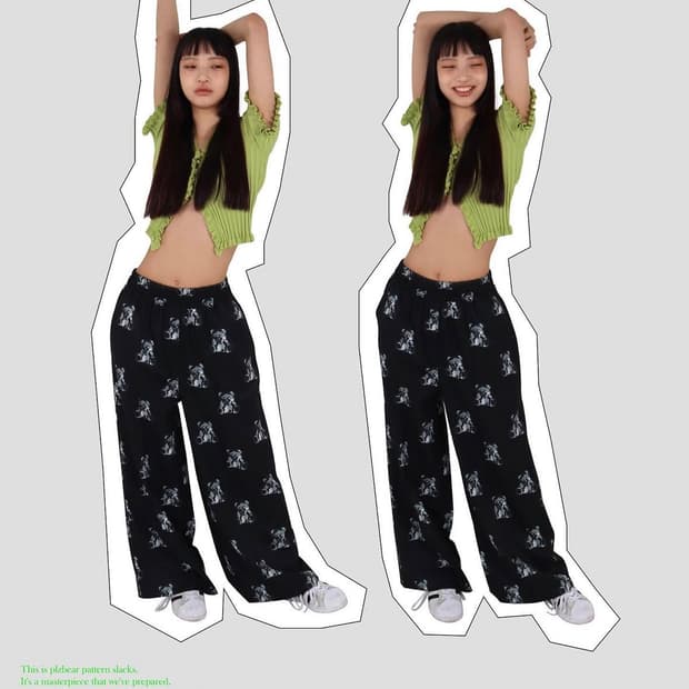 플리즈 프로젝트 곰돌이 팬츠 블랙