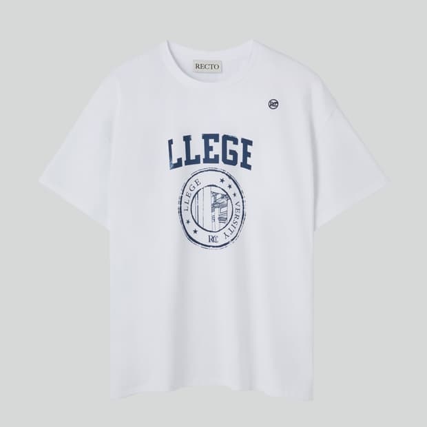 렉토 LLEGE 로고 티셔츠 오프 화이트