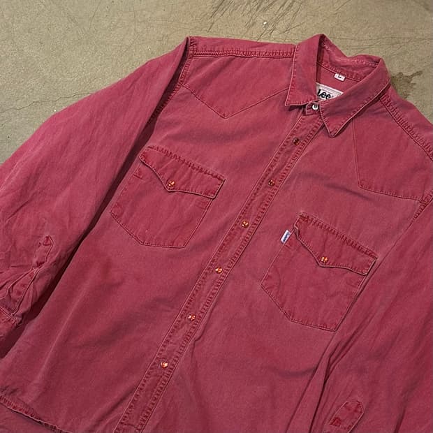 L LEE 빈티지 핑크 웨스턴 포켓 셔츠 