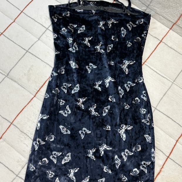 나비 벨벳 미니 원피스