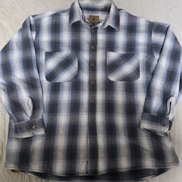 [XL] 00s 세인트 존스 베이 빈티지 플란넬 체크 셔츠 화이트/블랙