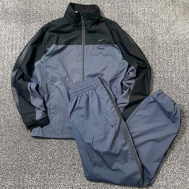 빈티지9. 나이키 00s 배색 윈드브레이커 바람막이 셋업 트레이닝세트